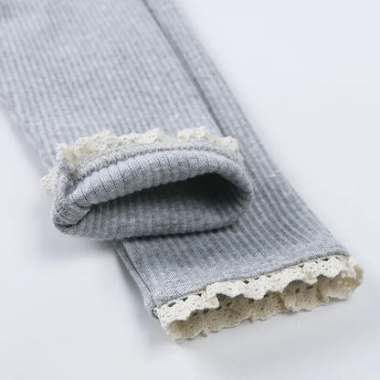 レギンスパンツ キッズパンツ 裾レースパステルカラーシンプルレギンスパンツ【mh-0008578】