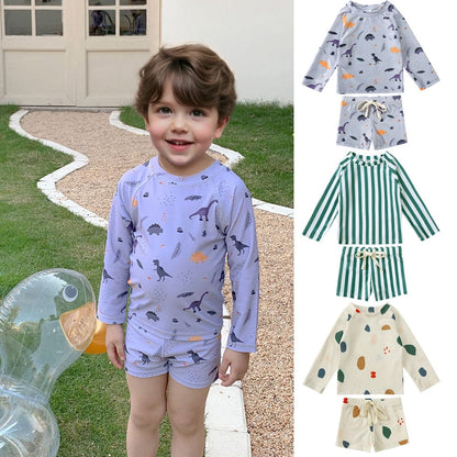 ベビー用水着 キッズ ボーイズ 男の子 セパレート 水着 スイムウェア ラッシュガード 帽子 セット【mh0001415】