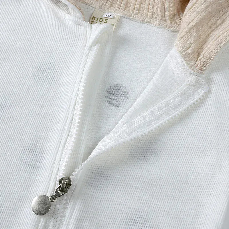 長袖ジャンプスーツ ベビージャンプスーツ 鹿ディア耳付きフーディジップアップコスチュームロンパース【mh0008800】