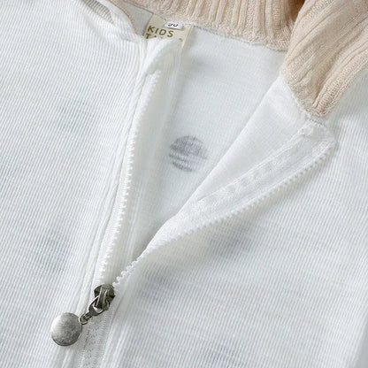 長袖ジャンプスーツ ベビージャンプスーツ 鹿ディア耳付きフーディジップアップコスチュームロンパース【mh0008800】