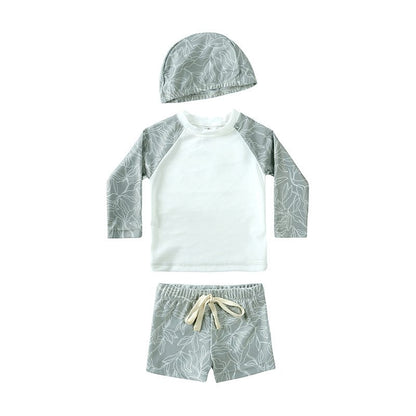 ベビー用水着 YY20003A / 80cm キッズ ボーイズ 男の子 セパレート 水着 スイムウェア ラッシュガード 帽子 セット【mh0001415】