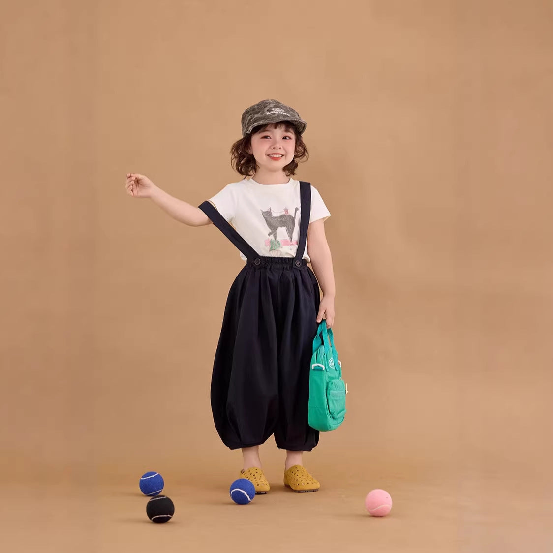 Korean Style Cropped Bloomers サルエル クロップドパンツ【mh0012384】 90cm / Navy mamahalo shop