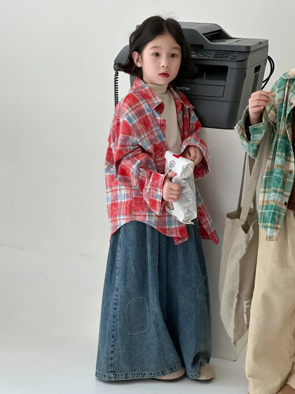 長袖シャツ・ブラウス キッズトップス チェック長袖ルーズシャツ 2カラー【mh0007055】