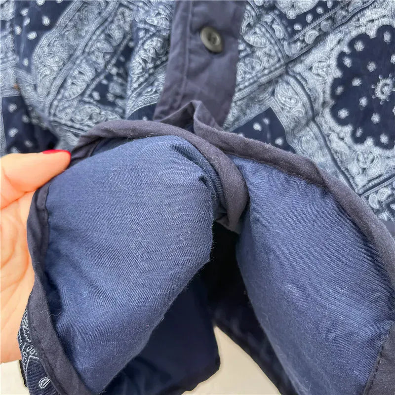 ショートコート・ジャケット・ジャンパー キッズアウター キルティングアラベスクプリントブルゾンジャケットコート 2カラー【mh0007476】