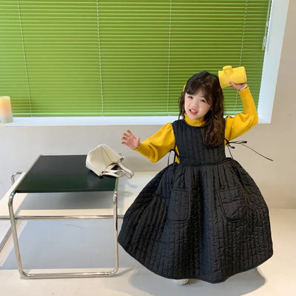 ノースリーブワンピース キッズワンピース キルティングノースリーブジャンパースカートワンピース 2カラー【mh0007477】