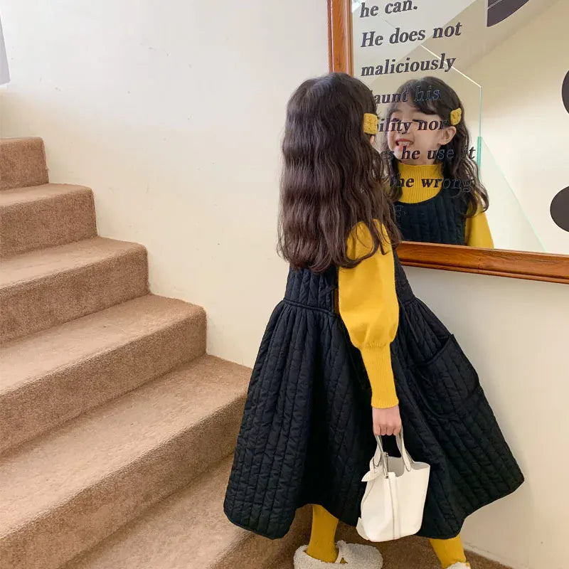 ノースリーブワンピース キッズワンピース キルティングノースリーブジャンパースカートワンピース 2カラー【mh0007477】