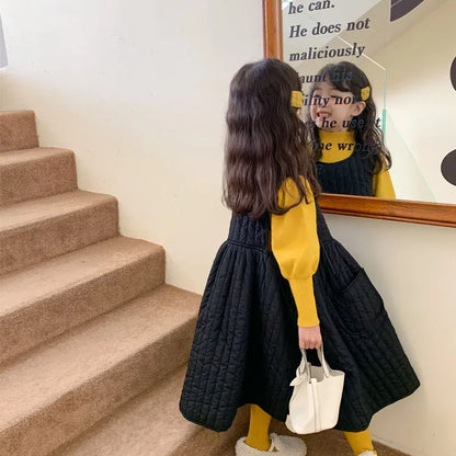 ノースリーブワンピース キッズワンピース キルティングノースリーブジャンパースカートワンピース 2カラー【mh0007477】