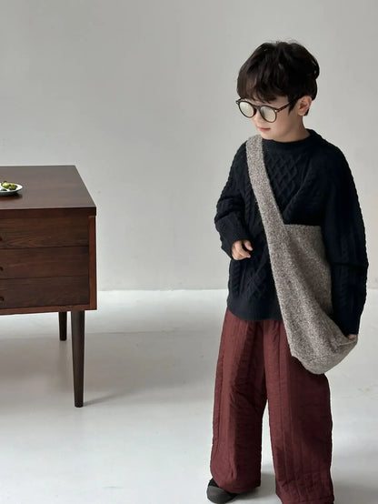 ニット・セーター キッズトップス アラン編みケーブルニットルーズセーター 2カラー【mh0007576】