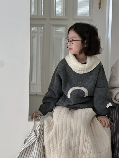 ニット・セーター キッズトップス 幾何学刺繍ニットセーター 2カラー【mh0007598】