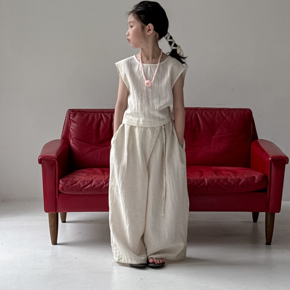 ノースリーブセットアップ ノースリーブブラウス+ワイドルーズパンツセットアップ 2点セット【mh0010040】