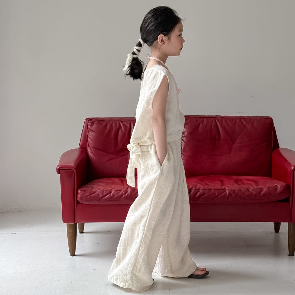 ノースリーブセットアップ ノースリーブブラウス+ワイドルーズパンツセットアップ 2点セット【mh0010040】