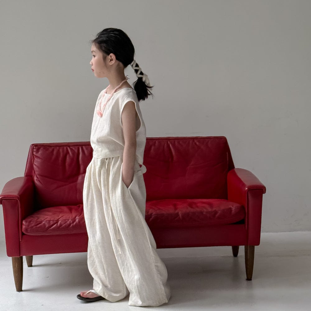 ノースリーブセットアップ ノースリーブブラウス+ワイドルーズパンツセットアップ 2点セット【mh0010040】