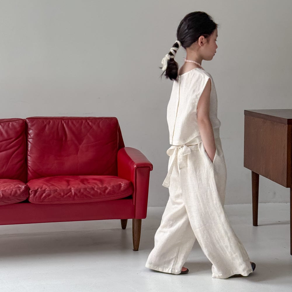 ノースリーブセットアップ ノースリーブブラウス+ワイドルーズパンツセットアップ 2点セット【mh0010040】