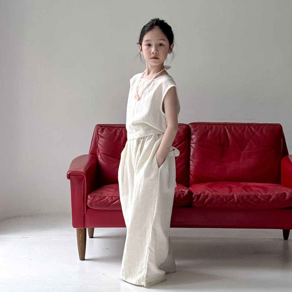 ノースリーブセットアップ ノースリーブブラウス+ワイドルーズパンツセットアップ 2点セット【mh0010040】