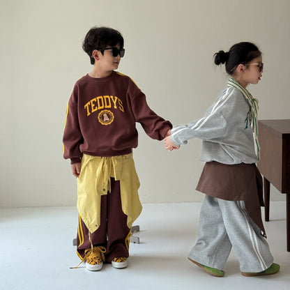 長袖セットアップ カレッジロゴサイドラインスウェットシャツ+スウェットパンツセットアップ 2点セット【mh0010941】