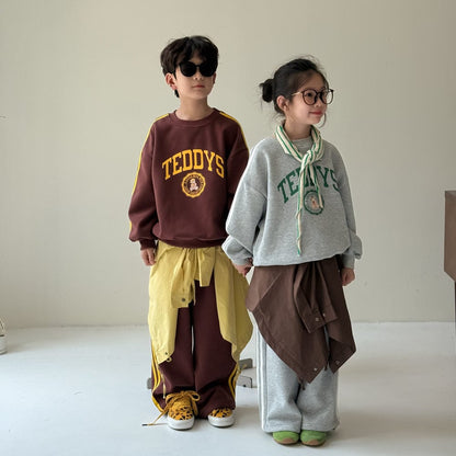 長袖セットアップ カレッジロゴサイドラインスウェットシャツ+スウェットパンツセットアップ 2点セット【mh0010941】