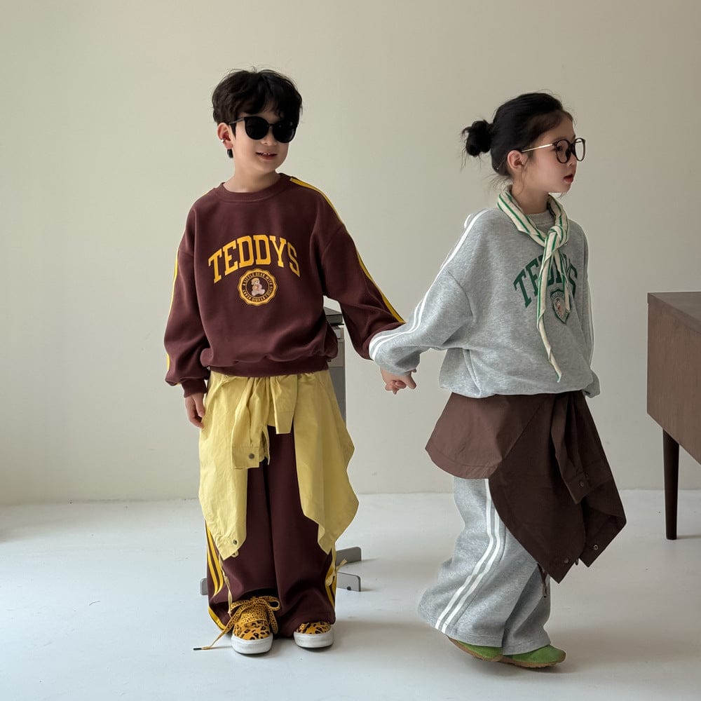 長袖セットアップ カレッジロゴサイドラインスウェットシャツ+スウェットパンツセットアップ 2点セット【mh0010941】