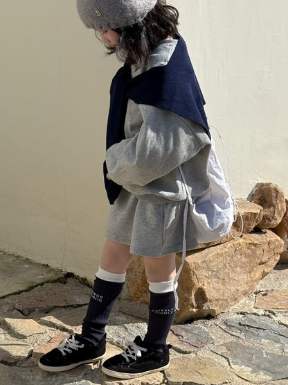 長袖セットアップ ロゴスウェットトップス ミニスカートセットアップ 2点セット【mh0010957】