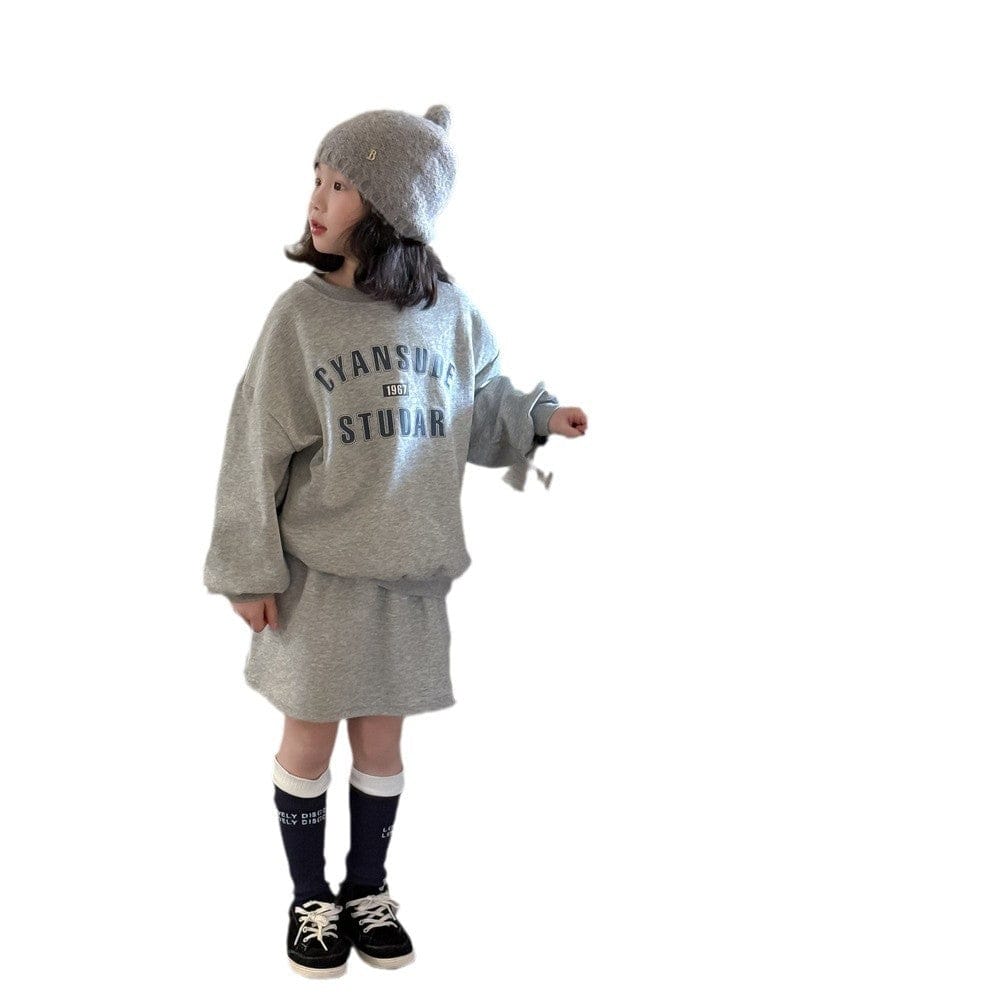 長袖セットアップ ロゴスウェットトップス ミニスカートセットアップ 2点セット【mh0010957】