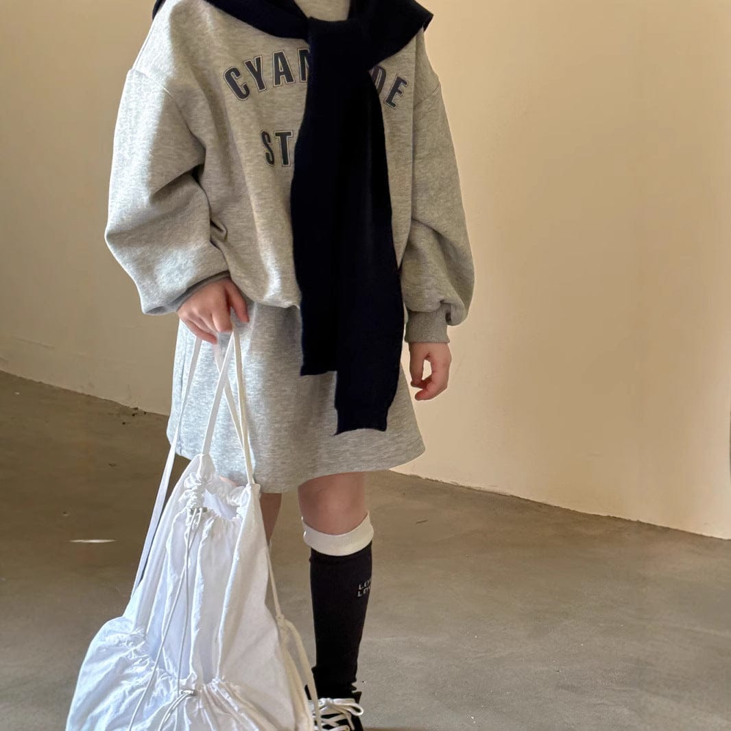 長袖セットアップ ロゴスウェットトップス ミニスカートセットアップ 2点セット【mh0010957】