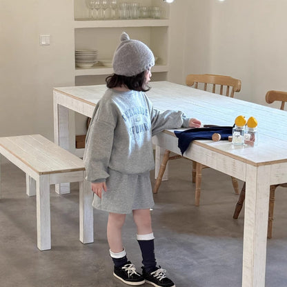 長袖セットアップ ロゴスウェットトップス ミニスカートセットアップ 2点セット【mh0010957】