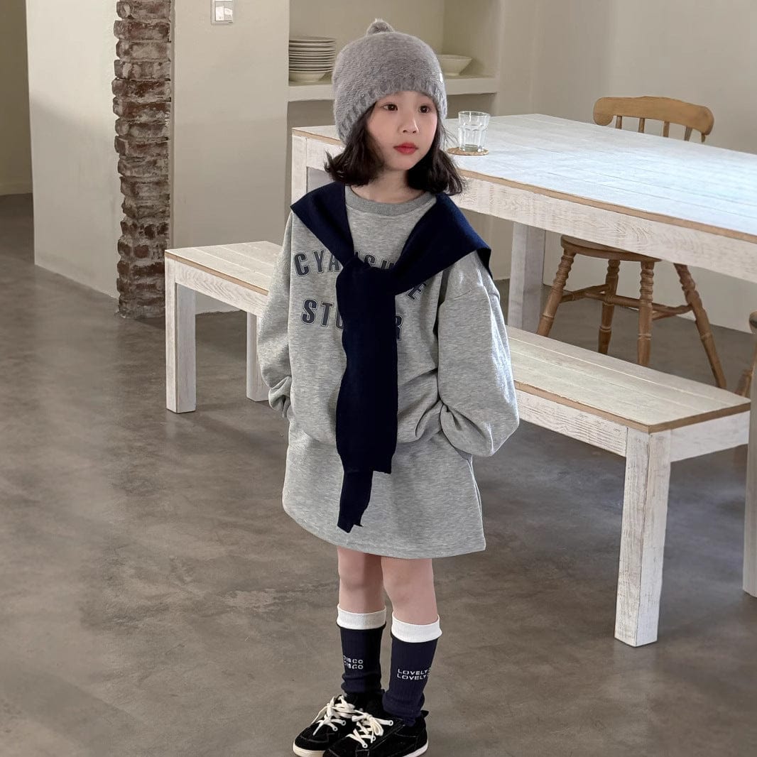 長袖セットアップ ロゴスウェットトップス ミニスカートセットアップ 2点セット【mh0010957】