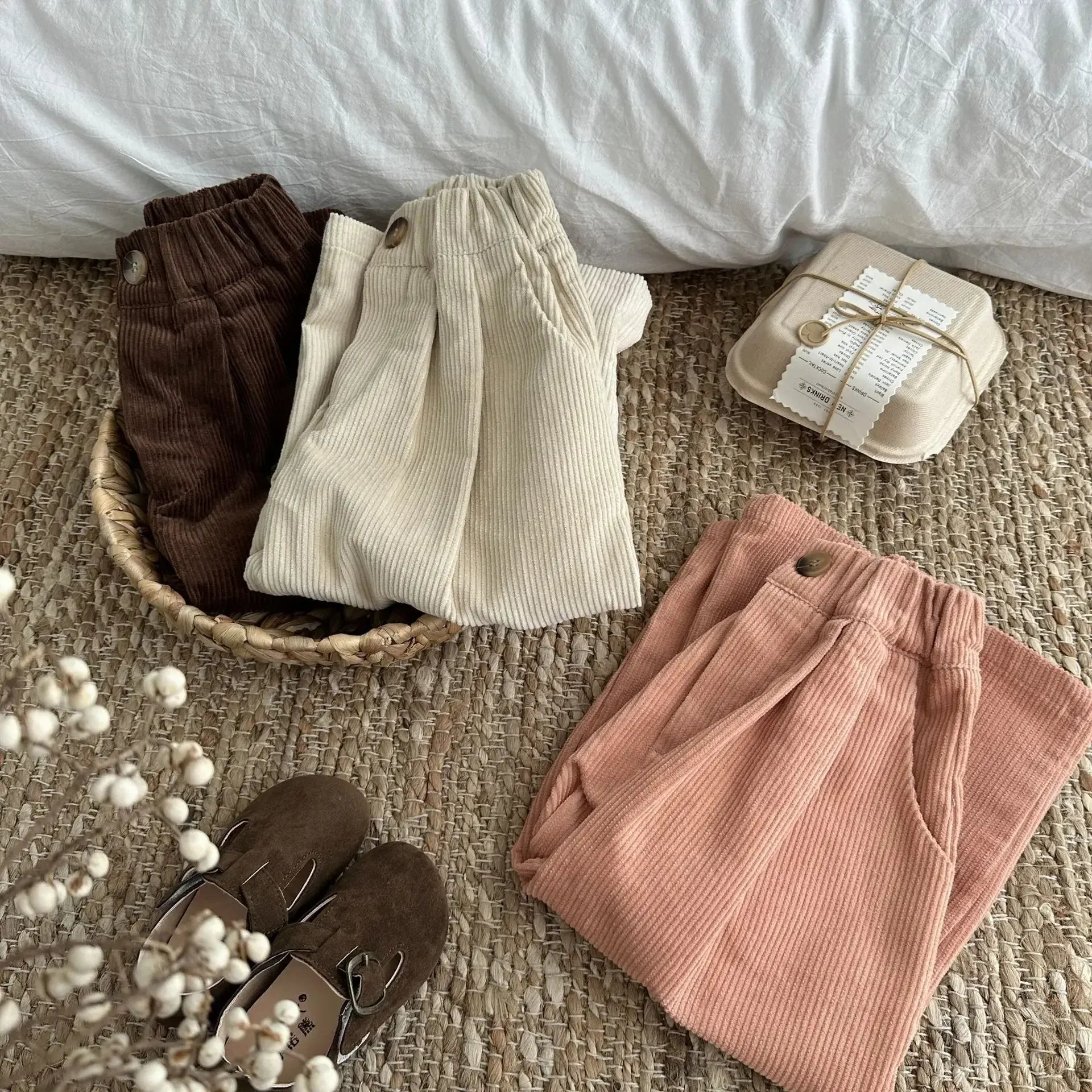 ロングパンツ・スウェットパンツ キッズパンツ ワイドルーズコーデュロイガウチョパンツ 3カラー【mh0007369】