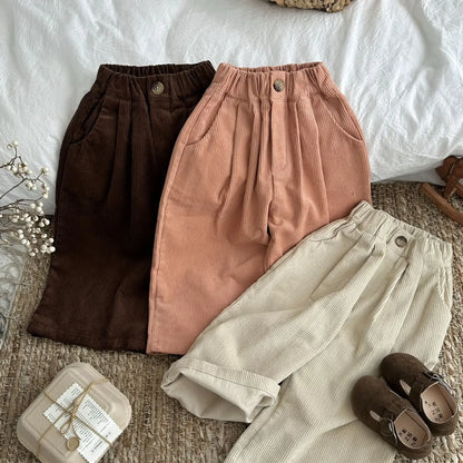 ロングパンツ・スウェットパンツ キッズパンツ ワイドルーズコーデュロイガウチョパンツ 3カラー【mh0007369】