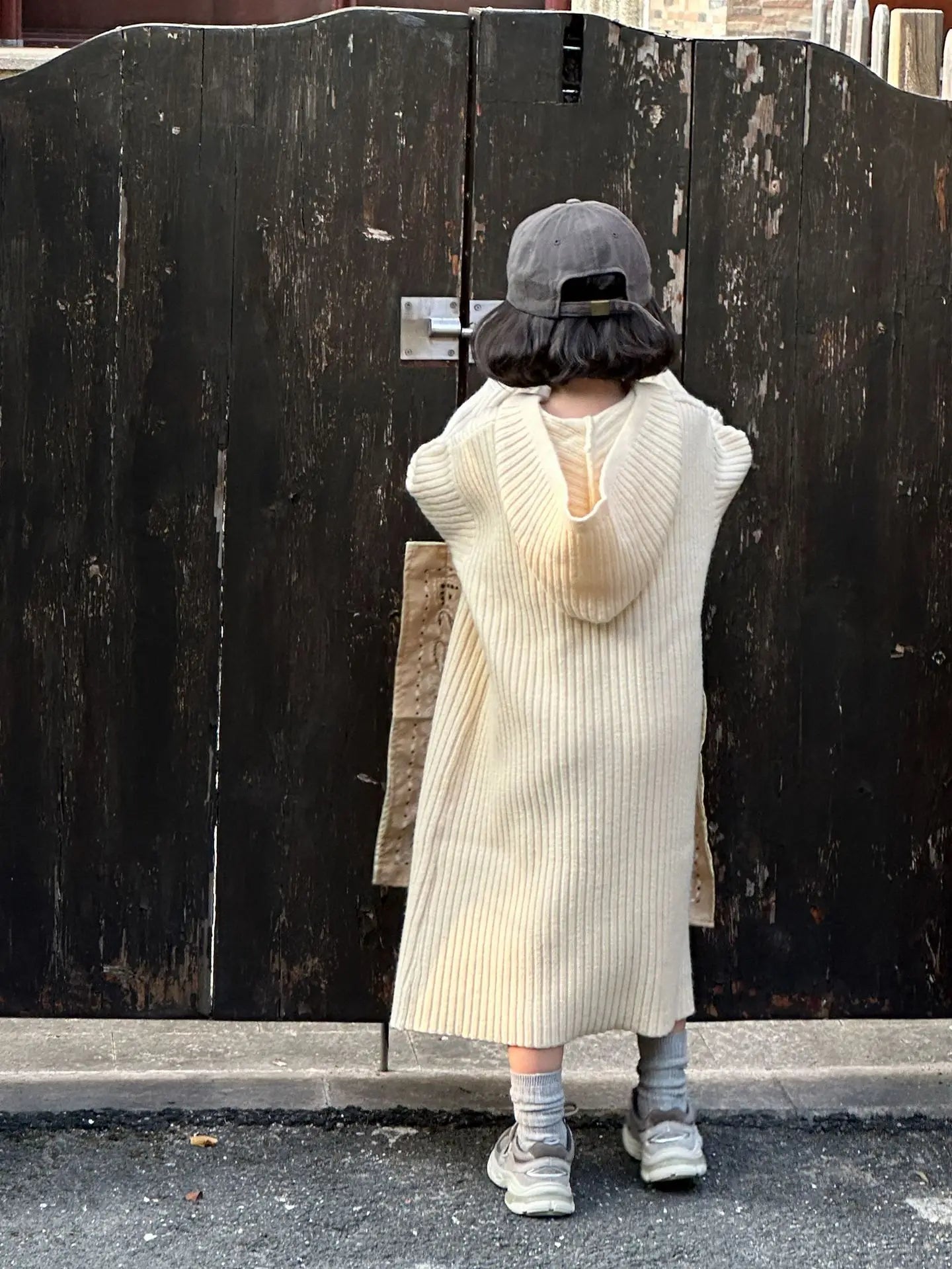 長袖ワンピース キッズワンピース リブニットフーディルーズロング長袖セーターワンピース 3カラー【mh0007572】