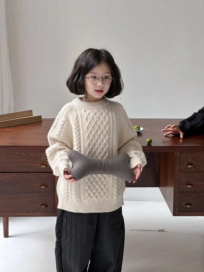ニット・セーター Beige / 24M  90CM キッズトップス アランニットケーブル編みニットセーター【mh0008243】