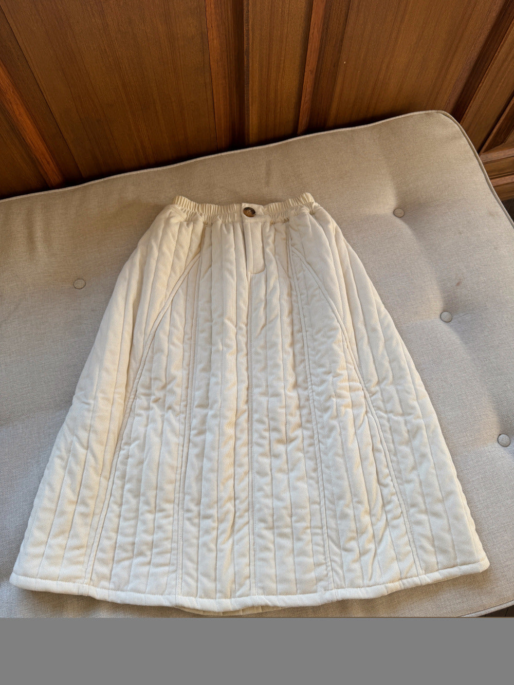 スカート Beige / 90cm キルティングスカート キッズ 中綿 厚手 ロング丈 シンプル【mh0011687】