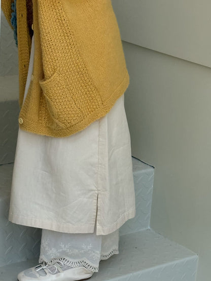 カーディガン・パーカー Beige slit skirts / 90cm ケーブル編みニットカーディガン キッズセーター【mh0010960】