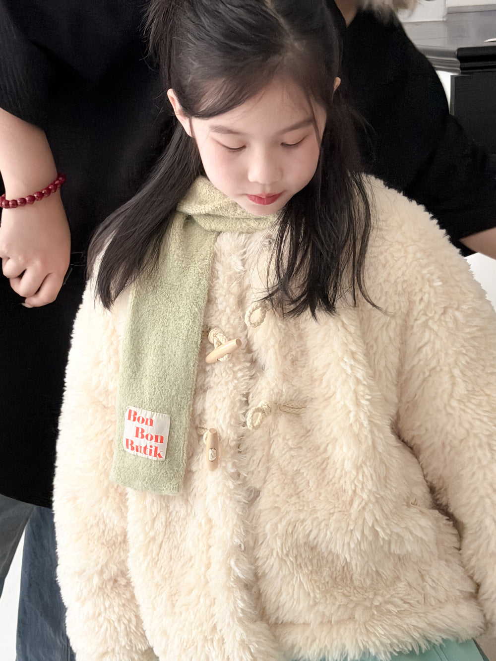 ショートコート・ジャケット・ジャンパー Beige White / 100cm フリースダッフルジャケット ファーフリース トグルボタン アウター【mh0011865】