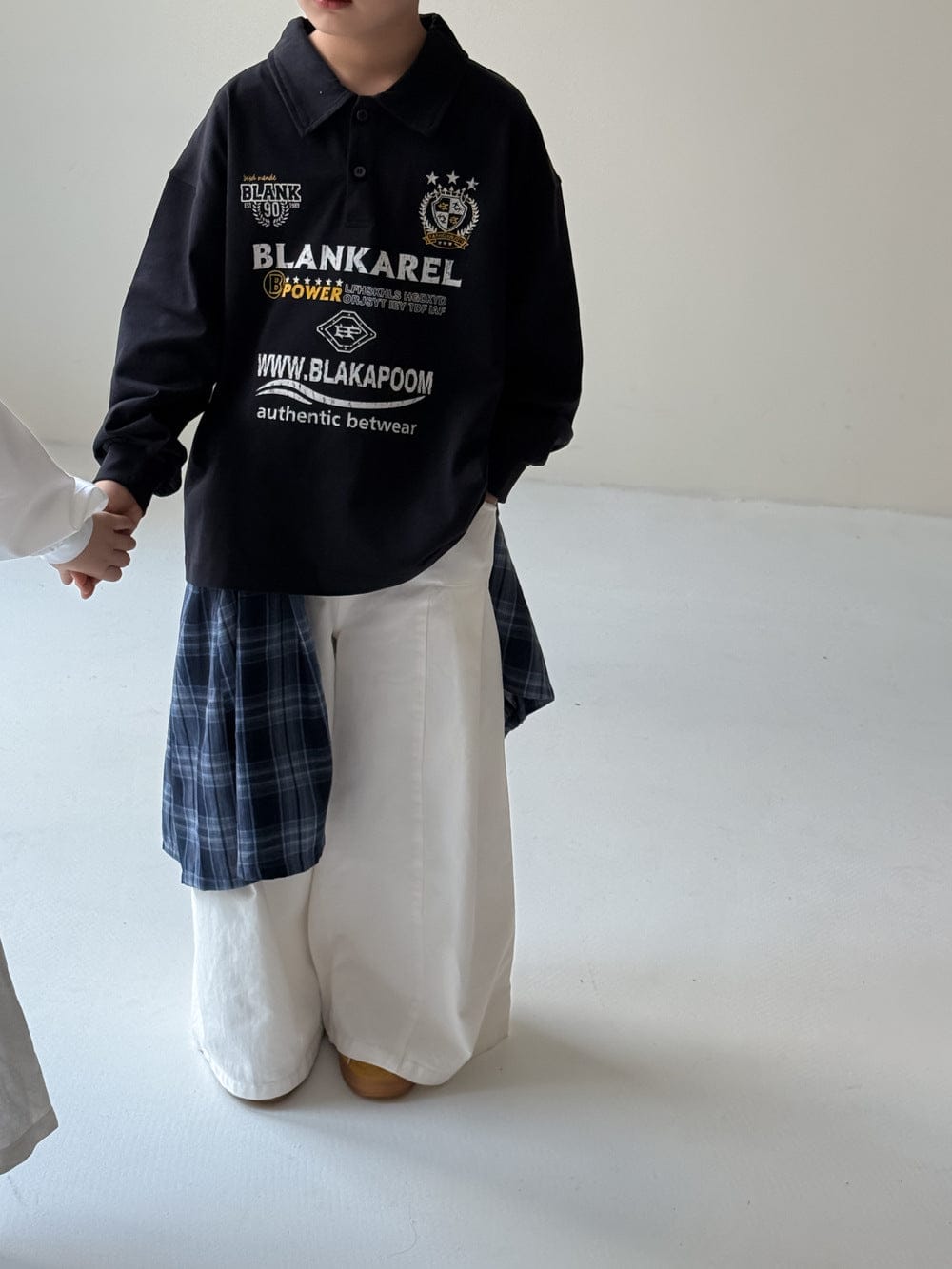 長袖シャツ・ブラウス Black / 100cm オーバーサイズロゴプリントポロシャツ【mh0010949】