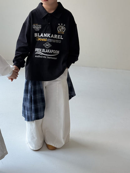 長袖シャツ・ブラウス Black / 100cm オーバーサイズロゴプリントポロシャツ【mh0010949】