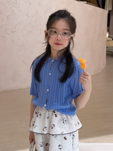 半袖シャツ・ブラウス Blue / 100cm Lapel Knitted Short Sleeve Polo Shirt 襟付き半袖ニットポロシャツ【mh0012102】