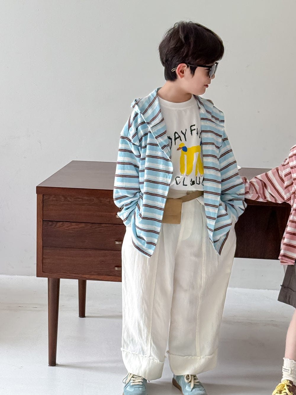 カーディガン・パーカー Blue / 90cm ボーダーフーディサマーカーディガンジャケット【mh0010070】