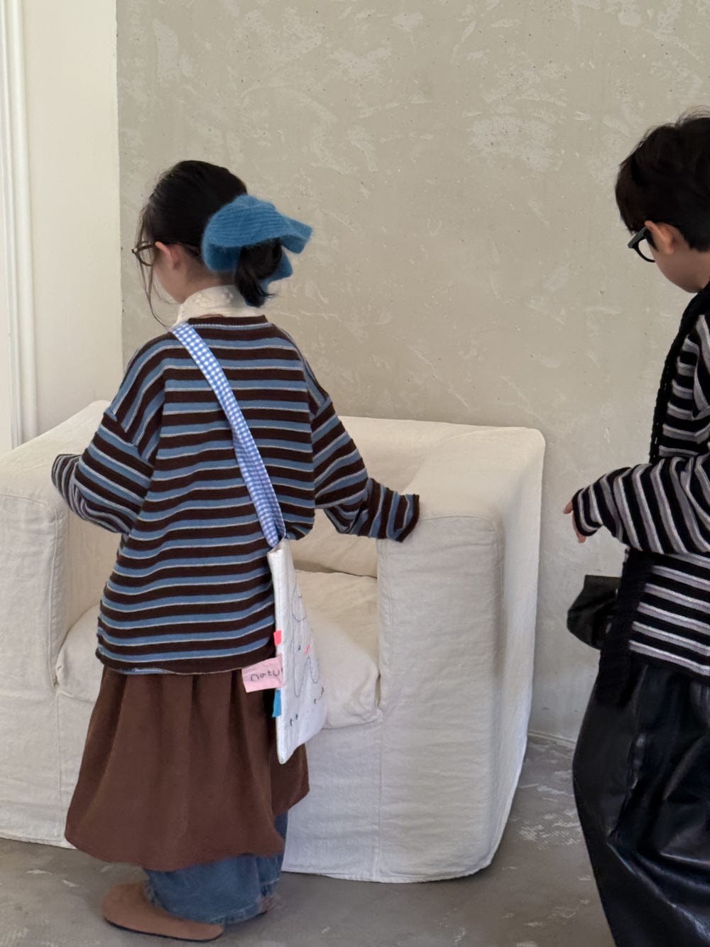 ニット・セーター Blue / 90cm ボーダー柄長袖ニットトップス ゆったりセーター【mh0010964】