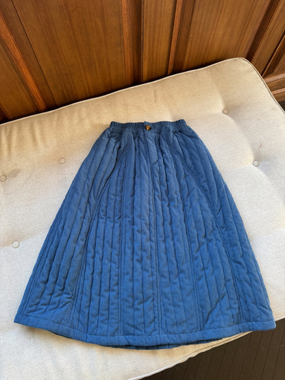 スカート Blue / 90cm キルティングスカート キッズ 中綿 厚手 ロング丈 シンプル【mh0011687】