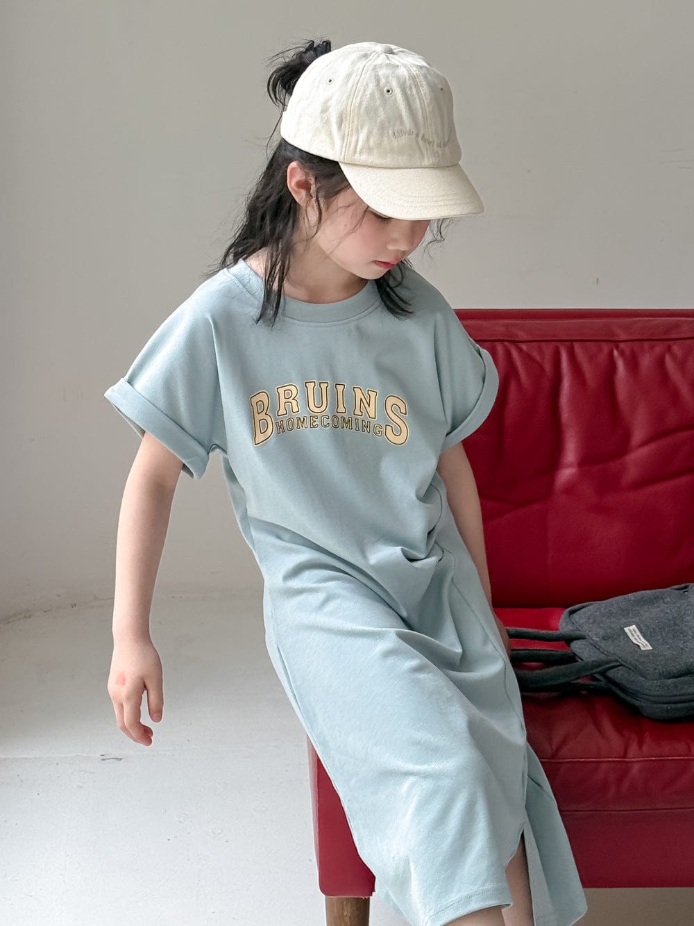半袖ワンピース Blue letter t-shirt dress / 90cm レターロゴ半袖Tシャツワンピース/半袖Tシャツ【mh0010041】