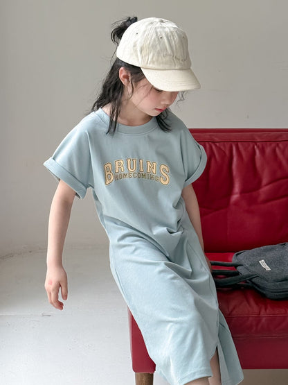 半袖ワンピース Blue letter t-shirt dress / 90cm レターロゴ半袖Tシャツワンピース/半袖Tシャツ【mh0010041】