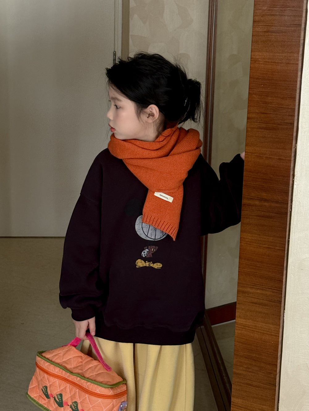 トレーナー・フーディ Dark Coffee / 90cm スウェットトレーナー キッズ 裏起毛 プルオーバー クルーネック 厚手 アート柄 トップス【mh0011657】