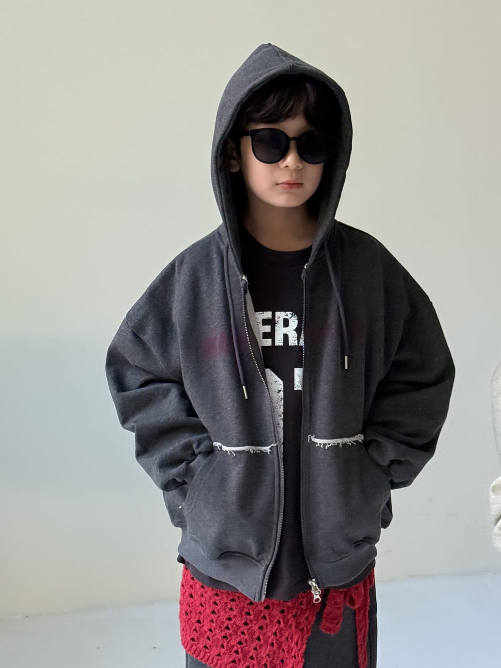 長袖セットアップ Dark Gray / 90cm ロゴスウェットジップパーカー+スウェットパンツセットアップ【mh0010939】