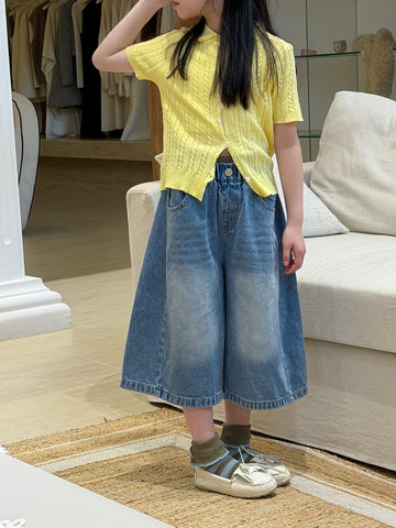 デニムパンツ Denim Blue / 100cm Retro Denim Soft Wide Leg Pants レトロソフトデニムワイドパンツ【mh0012105】