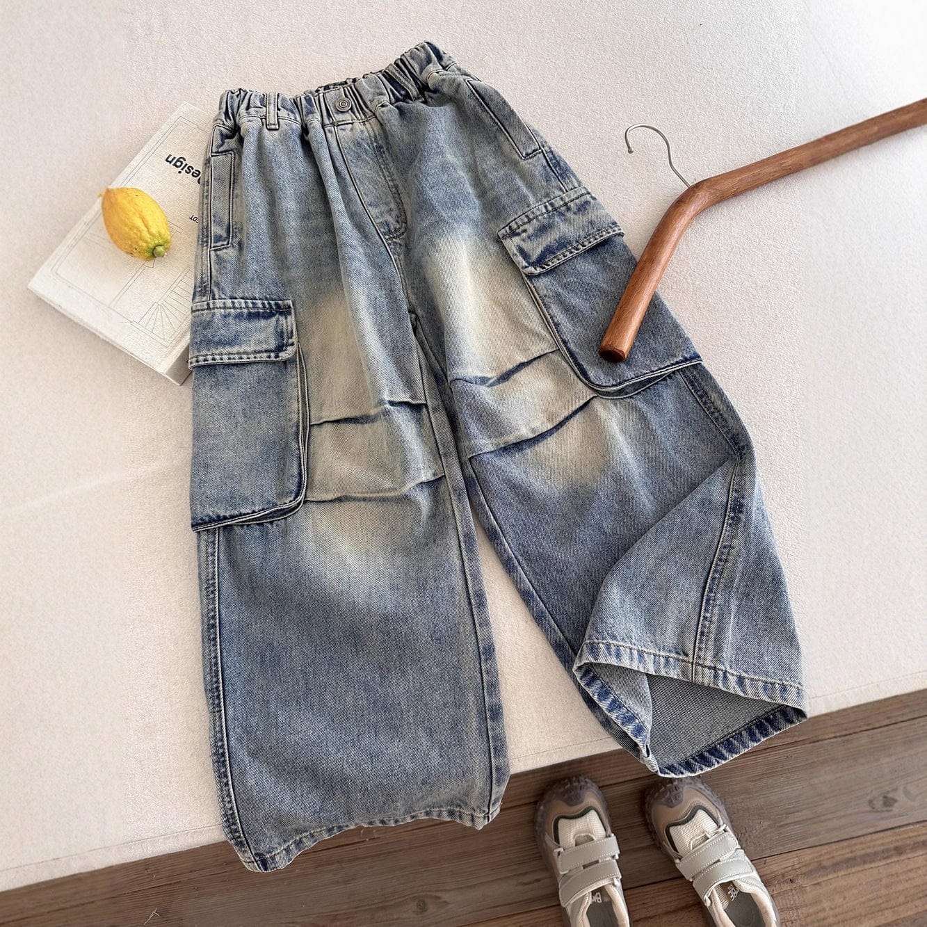 デニムパンツ Denim Blue / 90cm ルーズビッグポケットデニムカーゴパンツジーンズ【mh0010770】