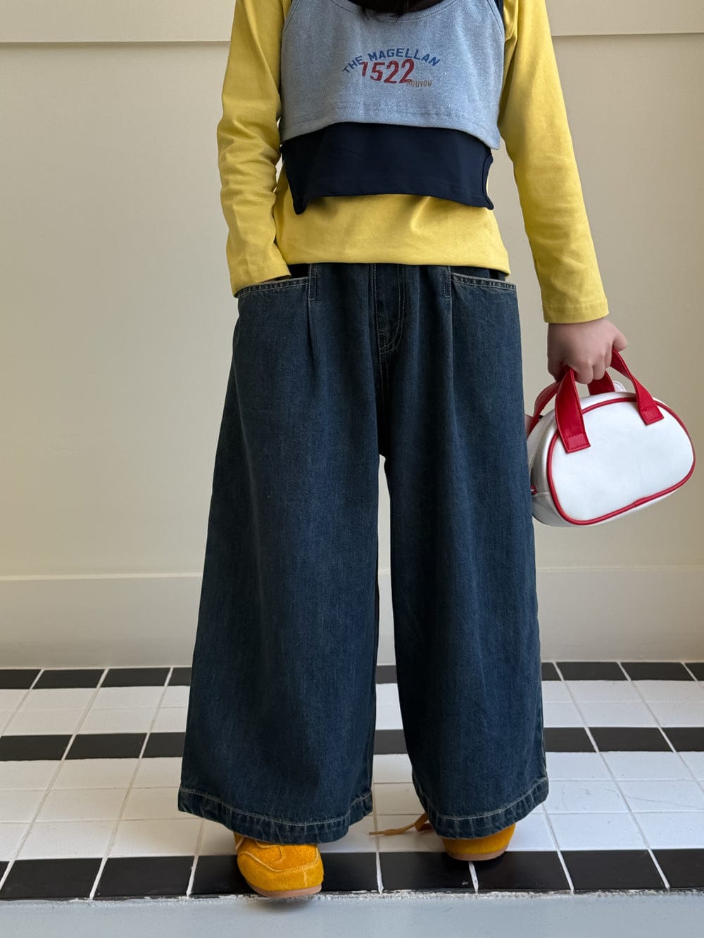 デニムパンツ Denim Blue / 90cm ワイドストレートデニムパンツ ゆったりカジュアルロングパンツ【mh0010781】