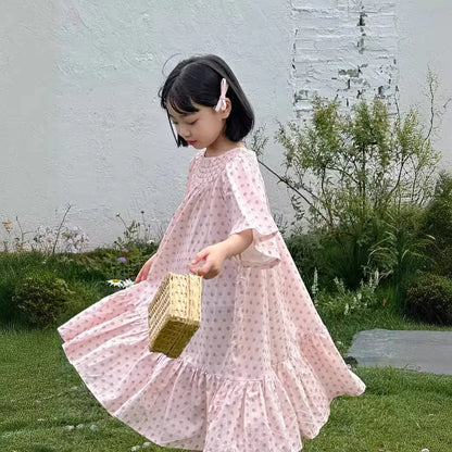 半袖ワンピース Flower / 90cm 1-2y キッズワンピース 半袖ルーズワンピース サマードレス【mh0004874】