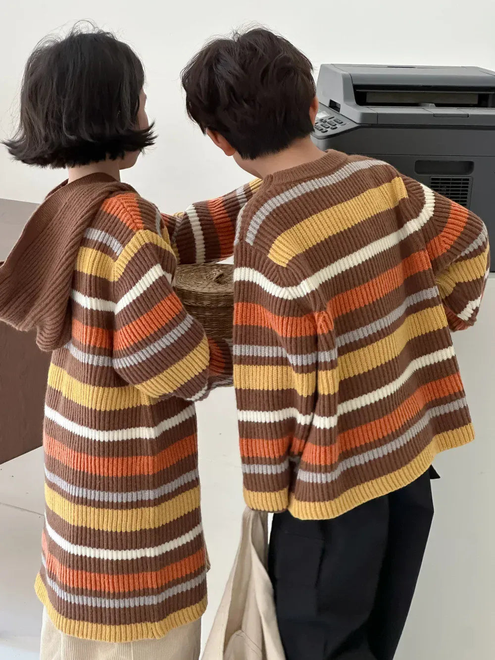 ニット・セーター girl sweater dress / 90cm 1-2y キッズトップス/ワンピース レトロボーダー長袖ニットTシャツ/フーディボーダー長袖ニットワンピース リンクコーデ 兄弟姉妹 お揃いコーデ【mh0007131】