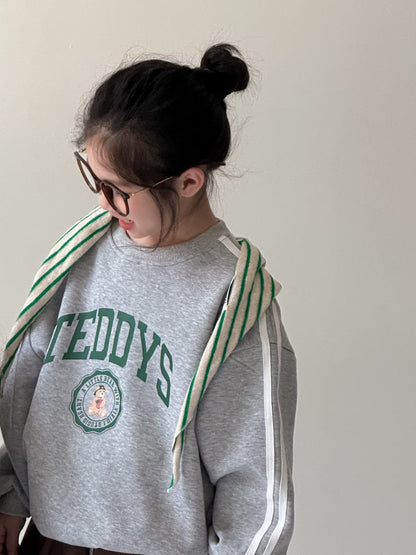 長袖セットアップ Gray / 90cm カレッジロゴサイドラインスウェットシャツ+スウェットパンツセットアップ 2点セット【mh0010941】