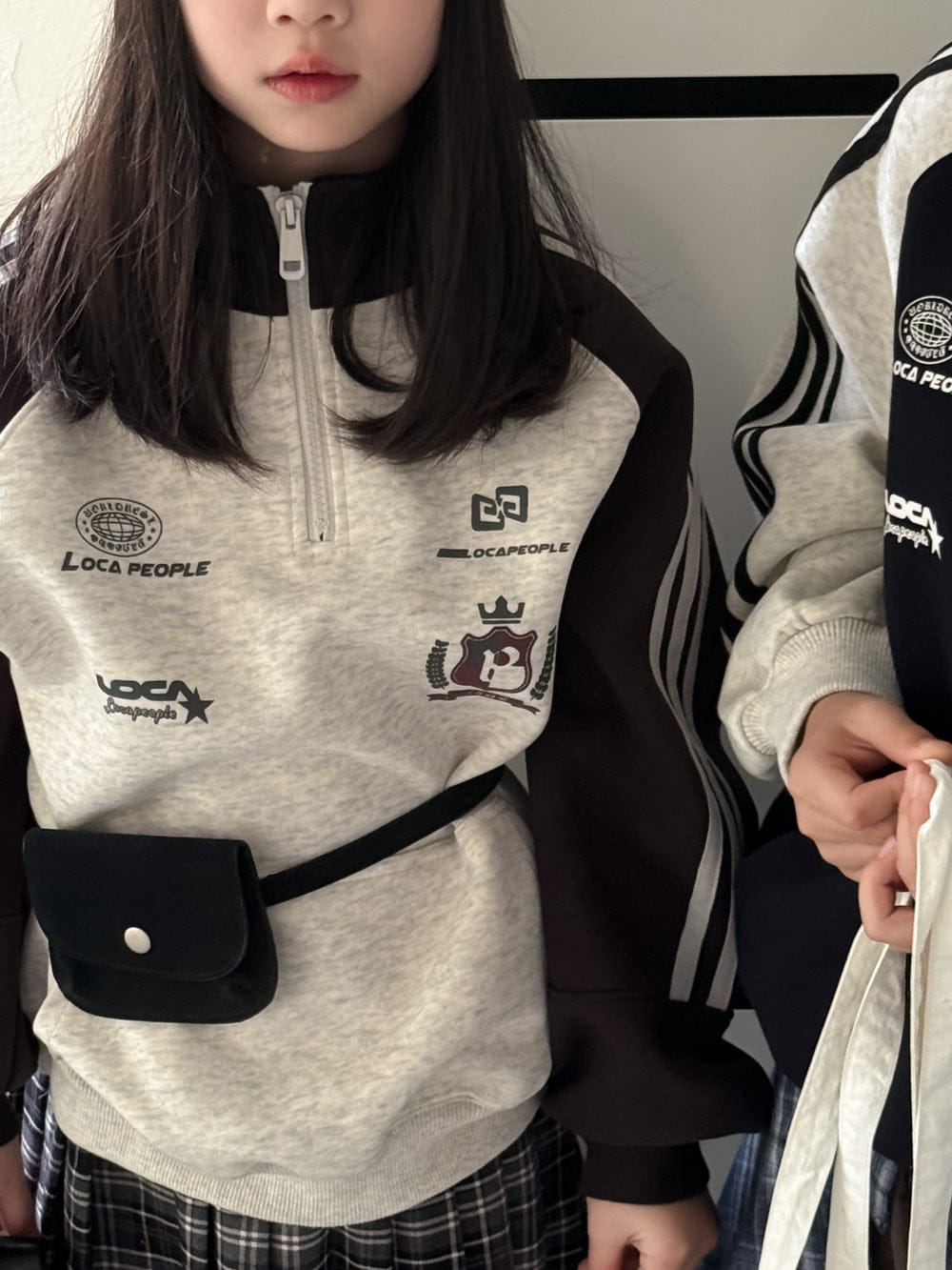 トレーナー・フーディ Gray / 90cm バイカラーロゴハーフジップスウェットシャツ【mh0010937】